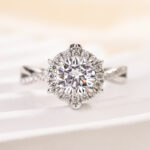 S925 Maxine Moissanite Noble 1.0 Carat Halo Round Cut Engagement Ring - Image 5