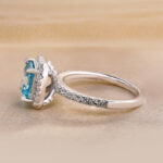 S925 Exclusive Halo Asscher Cut Light Aquamarine Blue Engagement Ring In Sterling Silver - Image 6