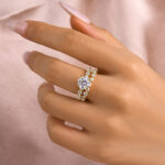 S925 Maxine Classic Moissanite 2.0 Carat Round Cut Wedding Ring Set With Eternity Wedding Band - Image 5