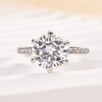 S925 Maxine Moissanite 2.0 Ct~4.0 Ct 6 Prong Round Cut Engagement Ring - Image 4