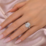 S925 Maxine Special Moissanite Halo 2.5 Carat Oval Cut Engagement Ring In Sterling Silver - Image 2