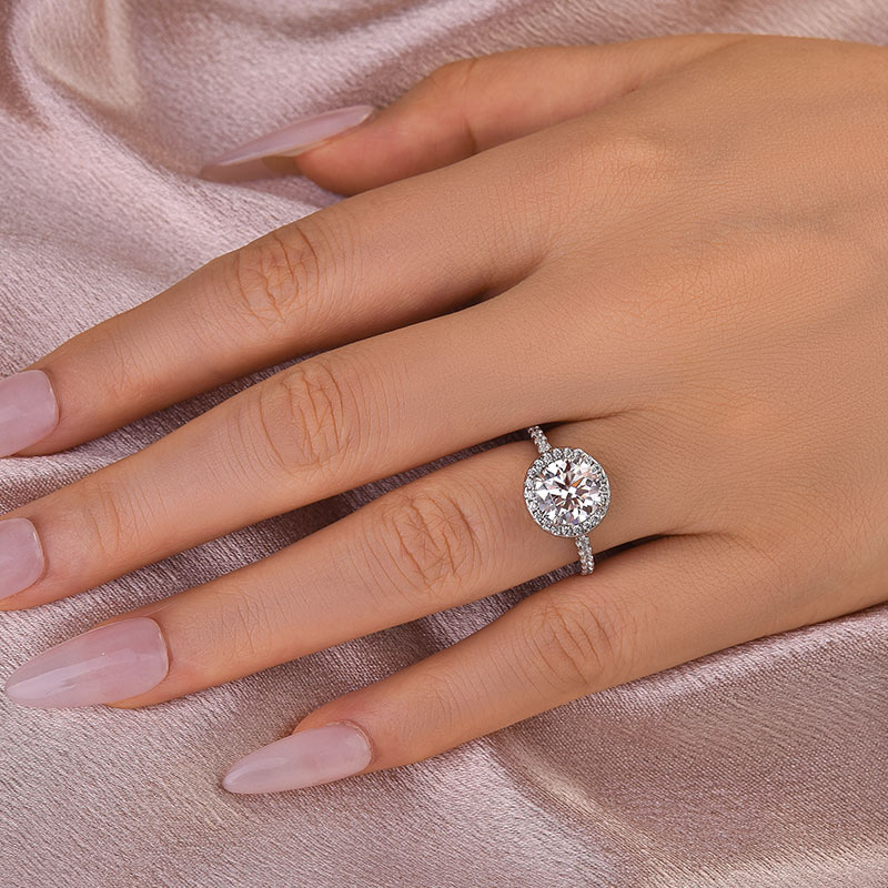 DSC-04271 S925 Maxine Moissanite 2.0CT Halo Round Cut Engagement Ring - Image 1