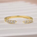 S925 Maxine Dainty Moissanite Yellow Gold Open Wedding Band In Sterling Silver - Image 5