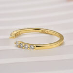 S925 Maxine Dainty Moissanite Yellow Gold Open Wedding Band In Sterling Silver - Image 6
