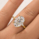 S925 Moissanite Yellow Gold 5.5 Ct Oval Cut Engagement Ring In Sterling Silver