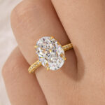 S925 Classic 4.25Ct Oval Cut Engagement Ring With Hidden Halo In Sterling Silver
