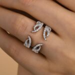 S925 Maxine Unique White Gold Open Wedding Band In Sterling Silver