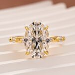 S925 Moissanite Yellow Gold 5.5 Ct Oval Cut Engagement Ring In Sterling Silver - Image 4