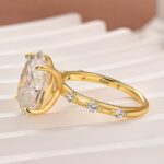 S925 Moissanite Yellow Gold 5.5 Ct Oval Cut Engagement Ring In Sterling Silver - Image 5