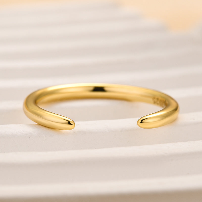 DSC-0583-1 S925 Maxine Classic Yellow Gold Open Wedding Band In Sterling Silver - Image 1