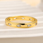 S925 Maxine Noble Marquise Cut Yellow Gold Wide Wedding Band