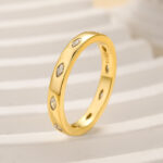 S925 Maxine Noble Marquise Cut Yellow Gold Wide Wedding Band - Image 2