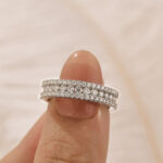 S925 Moissanite 2.5Ct Classic Round Cut Wide Wedding Band In Sterling Silver