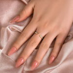 S925 Maxine Dainty Moissanite Yellow Gold Open Wedding Band In Sterling Silver - Image 4