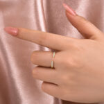 S925 Maxine Dainty Moissanite Yellow Gold Open Wedding Band In Sterling Silver - Image 3