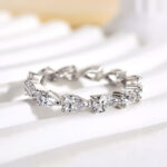 S925 Full Eternity Pear Cut Diamond Wedding Band Anniversary Rings for Her - Image 9