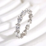 S925 Full Eternity Pear Cut Diamond Wedding Band Anniversary Rings for Her - Image 8