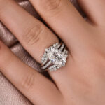 S925 Moissanite 4.0 Ct Oval Cut Insert Wedding Ring Set With Jacket Stack Wedding Band - Image 2