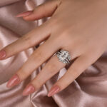 S925 Moissanite 4.0 Ct Oval Cut Insert Wedding Ring Set With Jacket Stack Wedding Band - Image 4