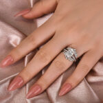 S925 Moissanite 3.5 Ct Radiant Cut Insert Wedding Ring Set With Jacket Stack Wedding Band - Image 3