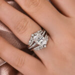 S925 Moissanite 3.5 Ct Radiant Cut Insert Wedding Ring Set With Jacket Stack Wedding Band - Image 2