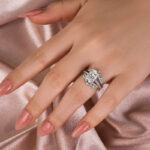 S925 Moissanite 3.5 Ct Radiant Cut Insert Wedding Ring Set With Jacket Stack Wedding Band - Image 4