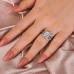 S925 Moissanite 3.0 Ct Cushion Cut Insert Wedding Ring Set With Jacket Stack Wedding Band - Image 3