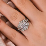 S925 Moissanite 3.0 Ct Round Cut Insert Wedding Ring Set With Jacket Stack Wedding Band - Image 2