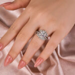 S925 Moissanite 3.0 Ct Round Cut Insert Wedding Ring Set With Jacket Stack Wedding Band - Image 4