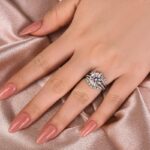 S925 Moissanite 4.0 Ct Round Cut Insert Wedding Ring Set With Jacket Stack Wedding Band - Image 3