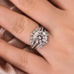 S925 Moissanite 4.0 Ct Round Cut Insert Wedding Ring Set With Jacket Stack Wedding Band - Image 2