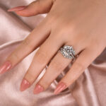 S925 Moissanite 4.0 Ct Round Cut Insert Wedding Ring Set With Jacket Stack Wedding Band - Image 4