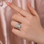 S925 Moissanite 3.5 Ct Radiant Cut Insert Wedding Ring Set With Jacket Stack Wedding Band - Image 5