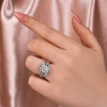 S925 Moissanite 3.0 Ct Cushion Cut Insert Wedding Ring Set With Jacket Stack Wedding Band - Image 4