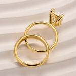 S925 Maxine Moissanite 4.5 Ct Radiant Cut Yellow Gold Wedding Ring Set with Wide Band - Image 6