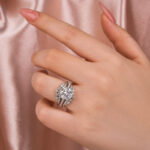 S925 Moissanite 3.0 Ct Round Cut Insert Wedding Ring Set With Jacket Stack Wedding Band - Image 5