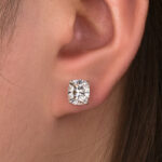 S925 2.0Ct*2 Moissanite Cushion Cut Women's Stud Earrings In Sterling Silver - Image 6