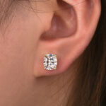S925 2.0Ct*2 Moissanite Cushion Cut Women's Stud Earrings In Sterling Silver - Image 12