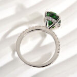 S925 Classic Oval Cut Emerald Green Simulated Diamond Engagement Ring - Image 6