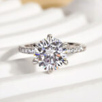 S925 Classic 6 Prong 3.0Ct/4.0Ct Round Cut Simulated Diamonds Engagement Ring Iin Sterling Silver - Image 6