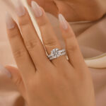 S925 Moissanite 4.0Ct Round Cut White Gold Wedding Ring with Round & Marquise Cut Wedding Ring - Image 2
