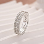 S925 Moissanite 2.5Ct Classic Round Cut Wide Wedding Band In Sterling Silver - Image 3