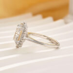 S925 Stunning Halo Radiant Cut Simulated Diamond Engagement Ring In Sterling Silver - Image 4