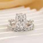 S925 5.0Ct Cushion Cut Engagement Ring With Classic Wedding Band - Image 8