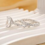 S925 5.0Ct Cushion Cut Engagement Ring With Classic Wedding Band - Image 9