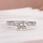 S925 Moissanite 1.2 Ct Round Cut White Gold Engagement Ring - Image 6