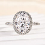 S925 Maxine Moissanite Halo 4.5 Carat Oval Cut Engagement Ring - Image 3