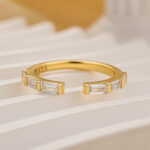 S925 1.2Ct Open Emerald Cut Half Wedding Band In Sterling Silver - Image 3