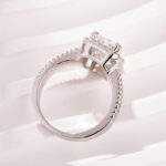 S925 Moissanite Halo Three Shank 3.5Ct Radiant Cut White Gold Engagement Ring - Image 6