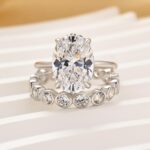 S925 2PC 4.5Ct Oval Cut Engagement Ring With Round Cut Full Eternity Wedding Band - Image 6